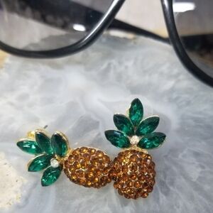 Tropical Pineapple Bling Earrings